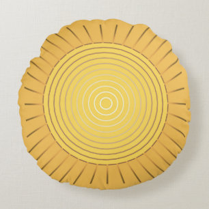 Almofada Redonda Sunburst geométrico moderno - ouro/amarelo da