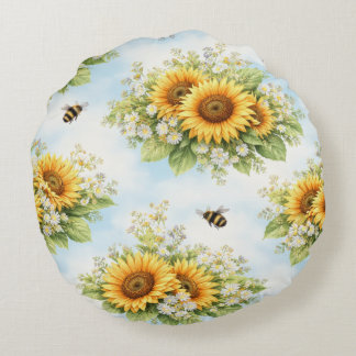 Almofada Redonda Sunflower Floral Round Cushion