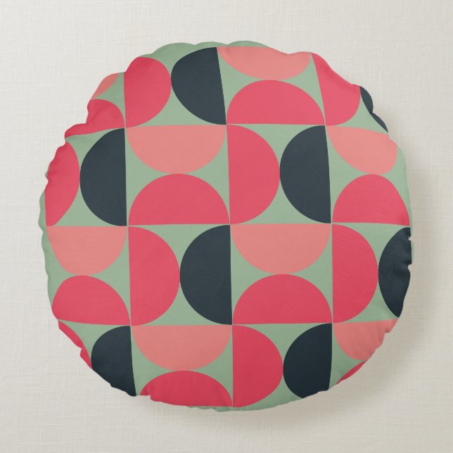 Almofada Redonda Sunset de Verão Moderno do Século médio (Frente)