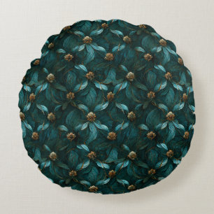 Almofada Redonda Super Luxe Teal e Dourado