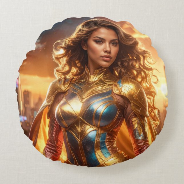 ALMOFADA REDONDA SUPERHERO - FEMALE SUPERHERO (Frente)