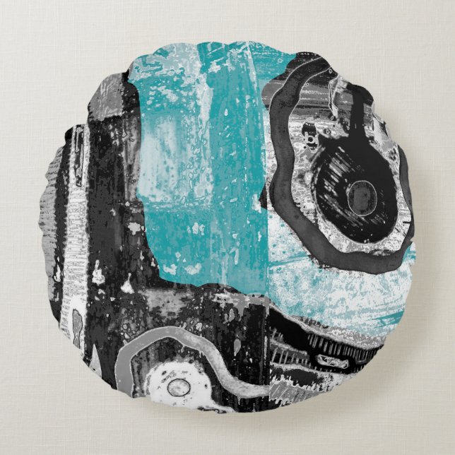 Almofada Redonda Surface Current – Abstract Flow & Structure Round  (Frente)