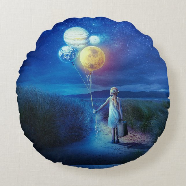 Almofada Redonda Surreal se movendo para seu futuro (Frente)