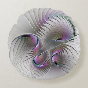 Almofada Redonda Surreal Shy Beauty Modern Abstrato Fractal Art