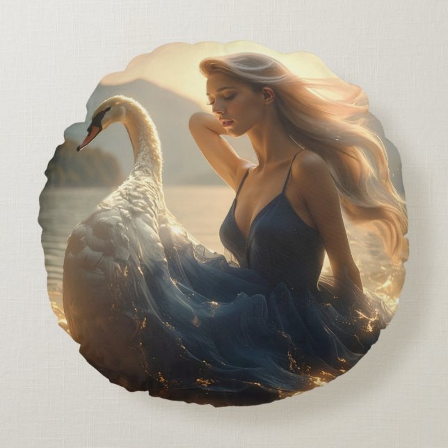 ALMOFADA REDONDA SWAN LAKE - BALLET & DANCE -  (Frente)