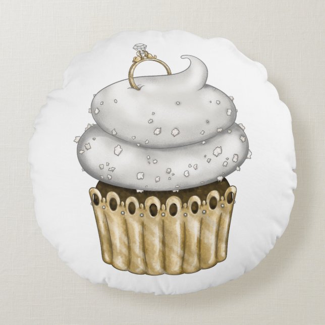 Almofada Redonda Sweet Engagement Cupcake (Frente)