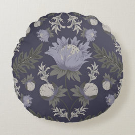 Almofada Redonda Symmetrical dark purple floral pattern