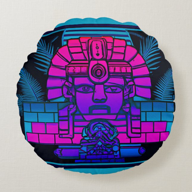 Almofada Redonda Synthwave Pharaoh (Frente)