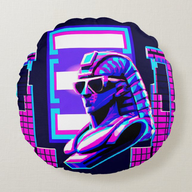Almofada Redonda Synthwave Pharaoh (Frente)