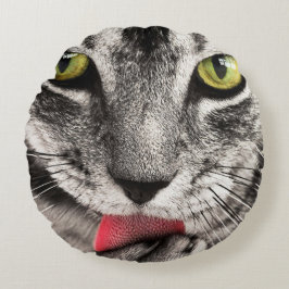 Almofada Redonda Tabby Cat Licing Paw