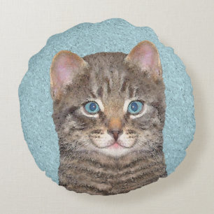 Almofada Redonda Tabelas de cinzas por Pintura de Gato - Arte de Ga