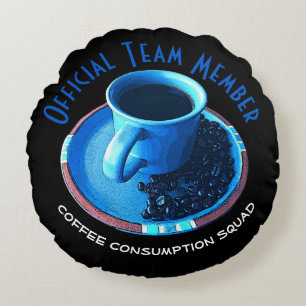 Almofada Redonda Taça Azul, Café Negro, Saucer e Feijões