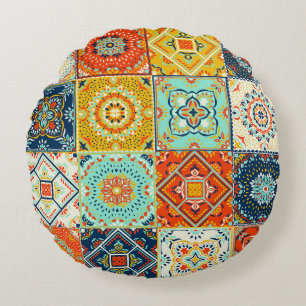 Almofada Redonda Talavera, Azulejos, papel de parede mosaico turco.