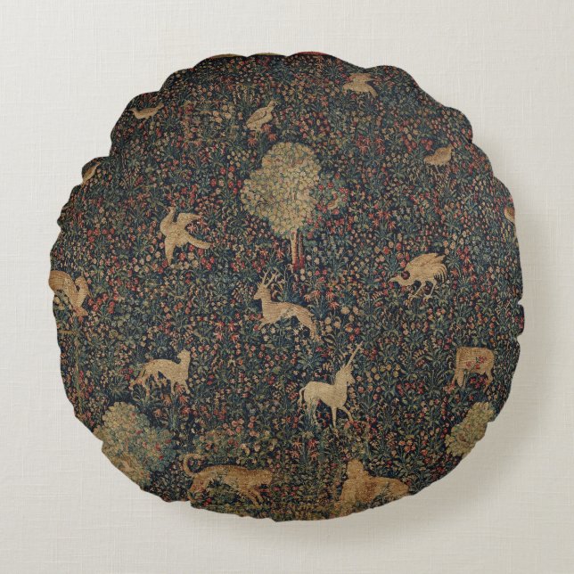 Almofada Redonda Taleurs de milefleurs com animais (Frente)