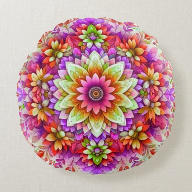 Almofada Redonda Tamanho Travesseiro decorativo redondo (16") trave (Frente)