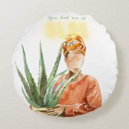 Almofada Redonda Tampa da Planta Negra