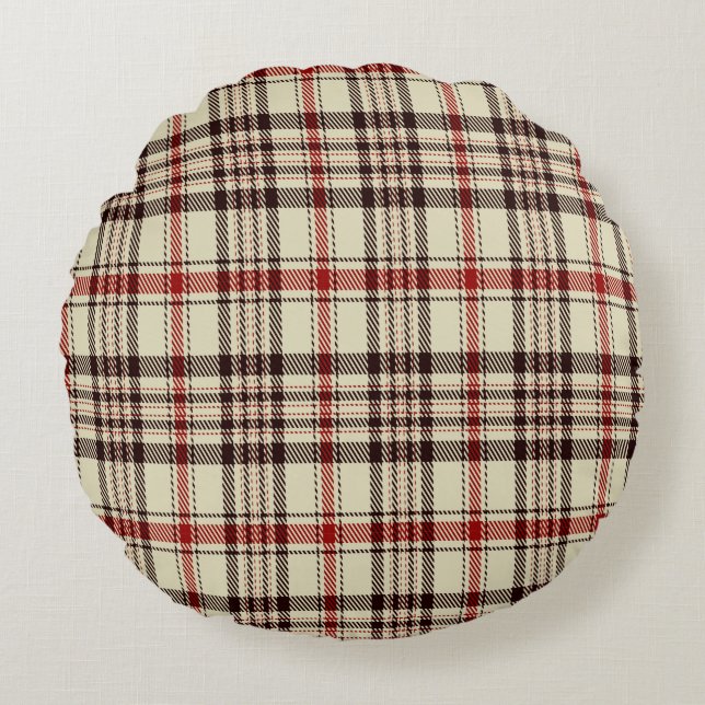 Almofada Redonda Tartan Brown (Frente)