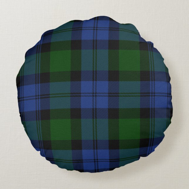 Almofada Redonda Tartan de Blackwatch e Polignac Toile (Verso)