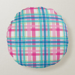 Almofada Redonda Tartan, teste padrão da xadrez
