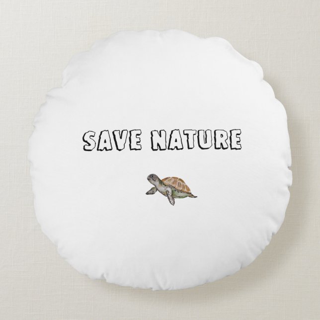 Almofada Redonda Tartaruga de Aquarela (Frente)
