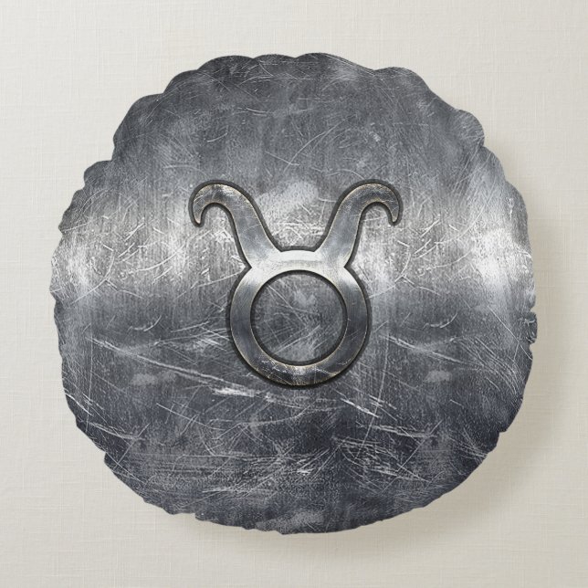 Almofada Redonda Taurus Zodiac - Sinal em Estilo de Vestido Grunge (Frente)