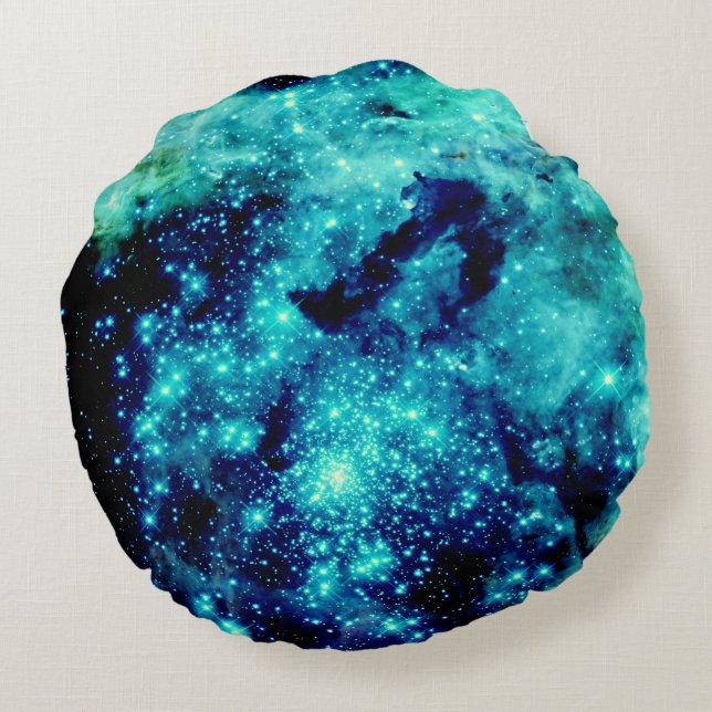Almofada Redonda Teal Galaxy (Verso)