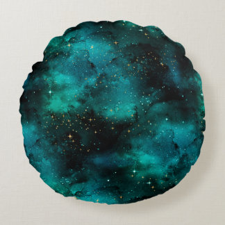 Almofada Redonda Teal Galaxy Series Design 1