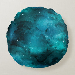 Almofada Redonda Teal Galaxy Series Design 7