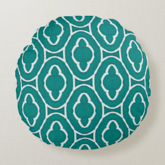 Almofada Redonda  Teal Moroccan Trellis Pattern