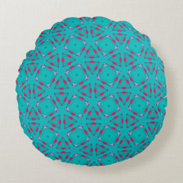 Almofada Redonda Teal Pink Retro Geometry Round Pillow
