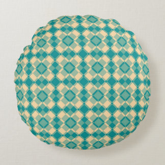 Almofada Redonda Teal Yellow Checker Argyle Pattern