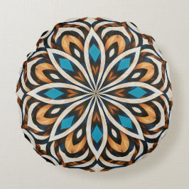 Almofada Redonda Tecelagem de Mandala de Flores 