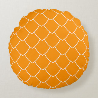 Almofada Redonda 🧡 Tecido estampado de vieira laranja