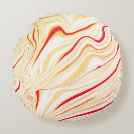 Almofada Redonda Tecido ondulado com tons beges claros, curva rosa