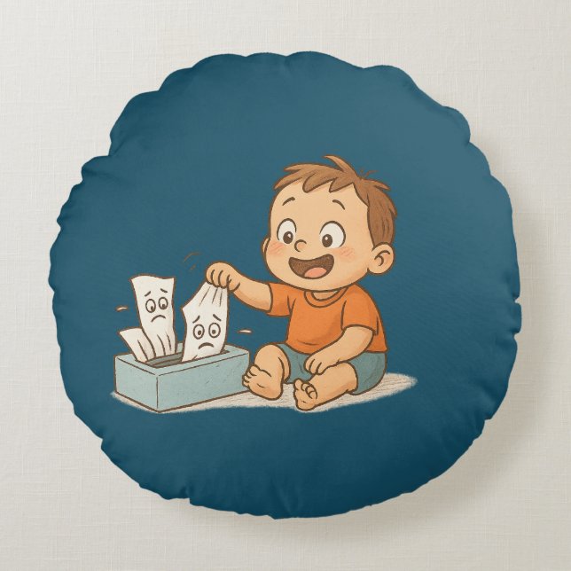 Almofada Redonda Tecidos em Problemas (Frente)