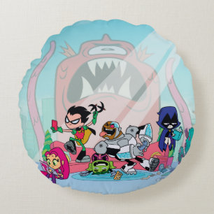Almofada Redonda Teen Titans Go! Abordagens De Monstro Não Confir