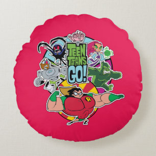 Almofada Redonda Teen Titans Go! Gráfico do grupo de equipes