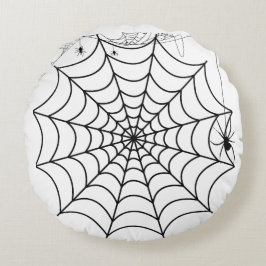 Almofada Redonda Teia de Aranha Assustadora de Halloween