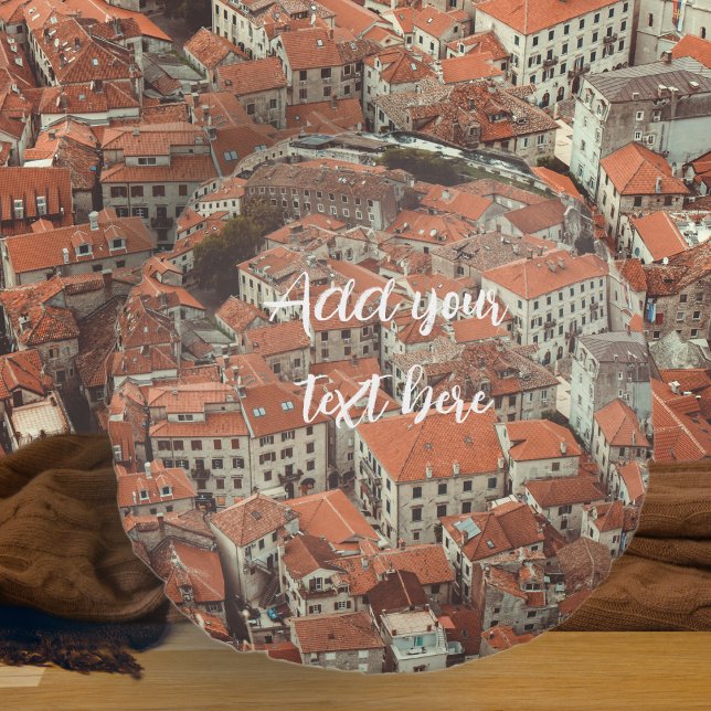 Almofada Redonda Telhados vermelhos de Kotor (Montenegro) (Criador carregado)