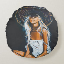 Tema legal Boho Travesseiro redondo de algodão