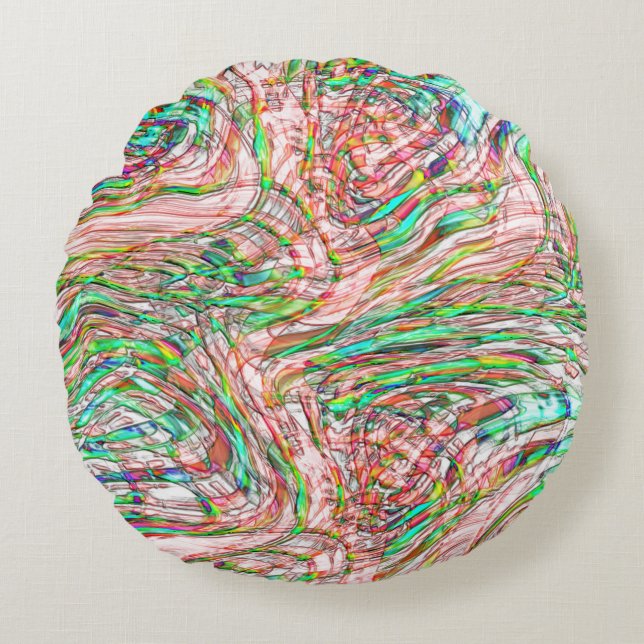 Almofada Redonda Tempestade de trilhas torcidas (Frente)