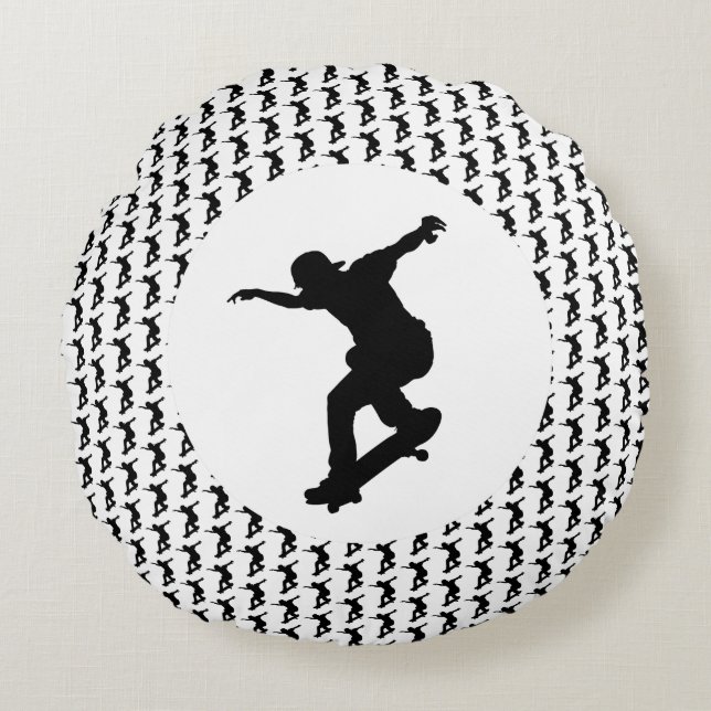 Almofada Redonda Tempo de Cota de Skateboard Motivável Sempre (Frente)