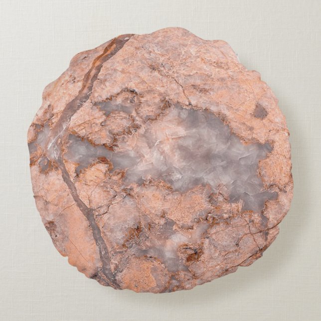 Almofada Redonda Tendência Legal Textura de Pedra Marble (Verso)