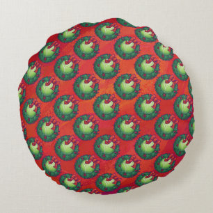 Almofada Redonda Tênis Ball in Wreath on Red