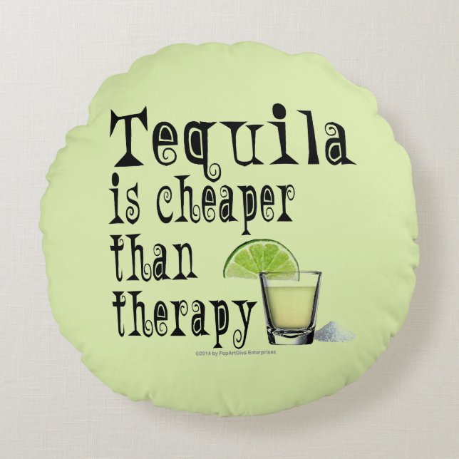 ALMOFADA REDONDA - TEQUILA, MAIS BARATO QUE TERAPI (Frente)