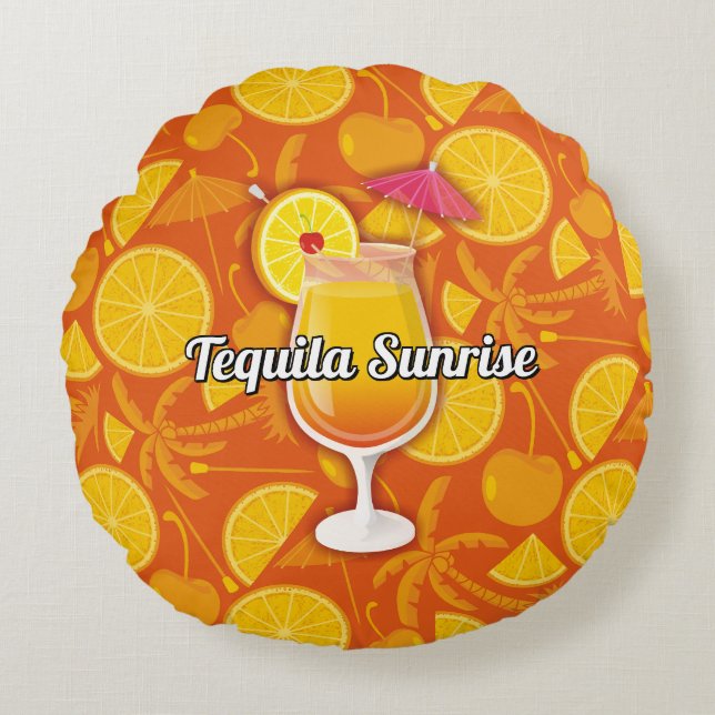 Almofada Redonda Tequila Sunrise Coctail (Frente)