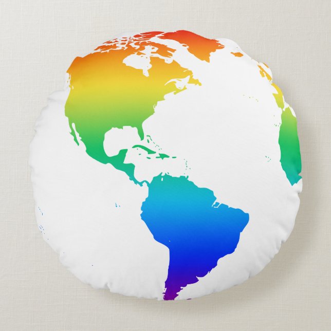 Almofada Redonda Terra do planeta colorida do arco-íris (Frente)