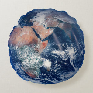 Almofada Redonda Terra Marble Azul, Foto por Satélite 2014