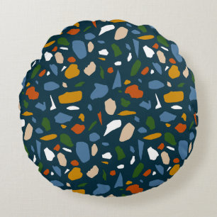 Almofada Redonda Terrazzo Pattern Blue