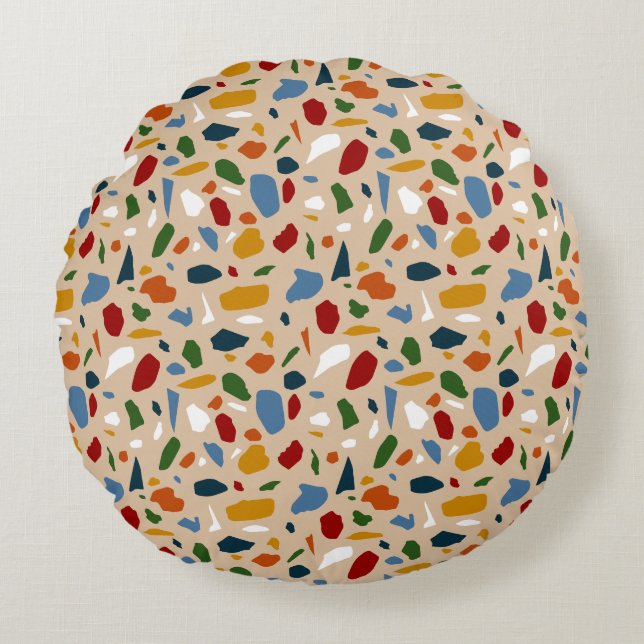 Almofada Redonda Terrazzo Pattern Colorful (Frente)
